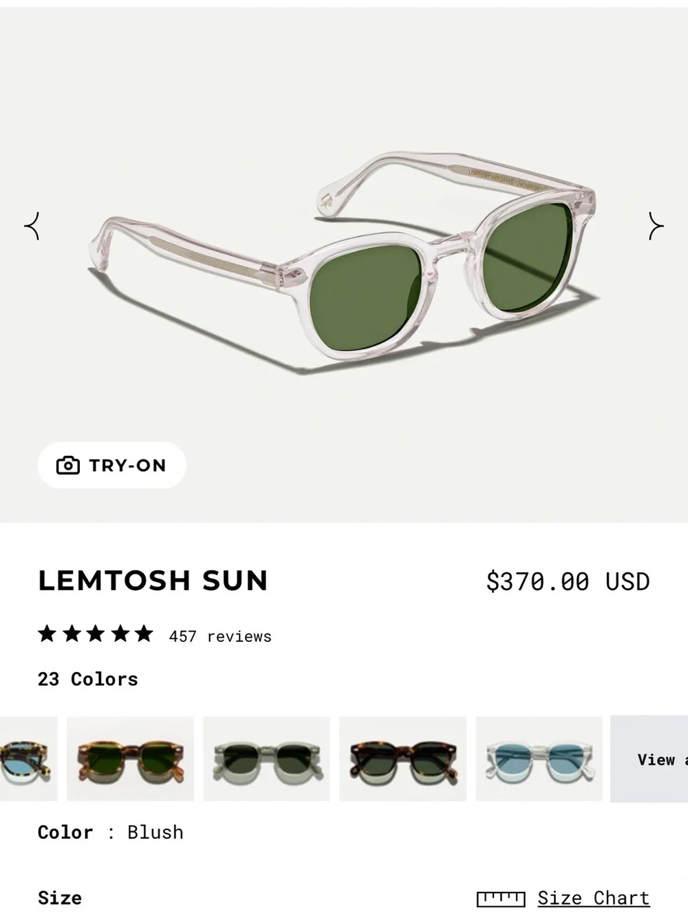 Moscot Sunglasses - Translucent Blush Frame with Gray Lenses